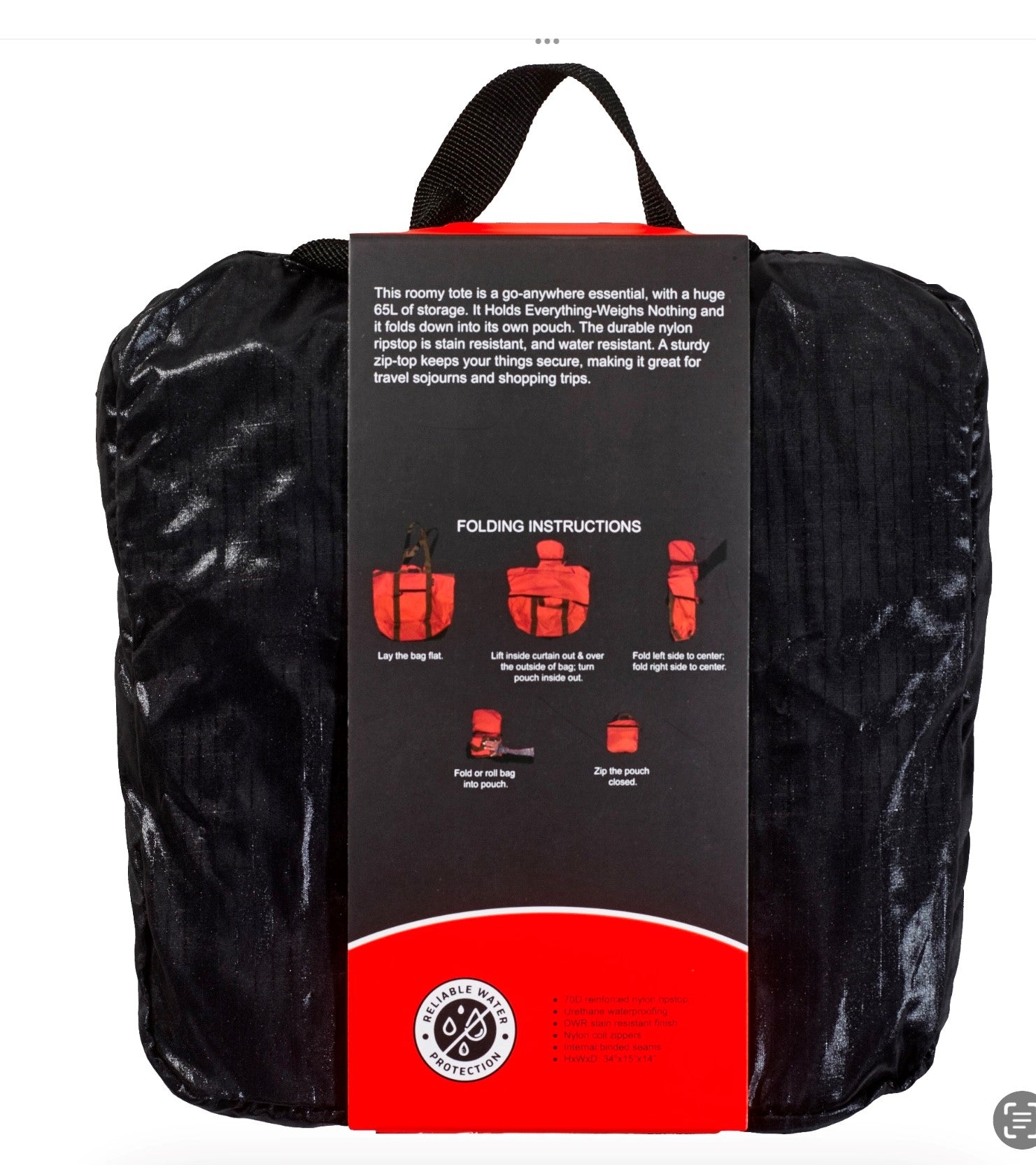 GO PAC Foldable Weekender Tote - Holds 65L