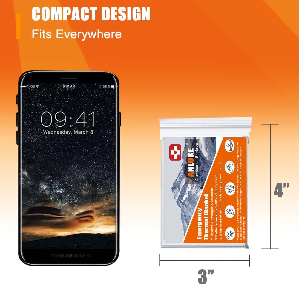 Emergency Blankets Mylar Thermal Blanket (10 Pack)