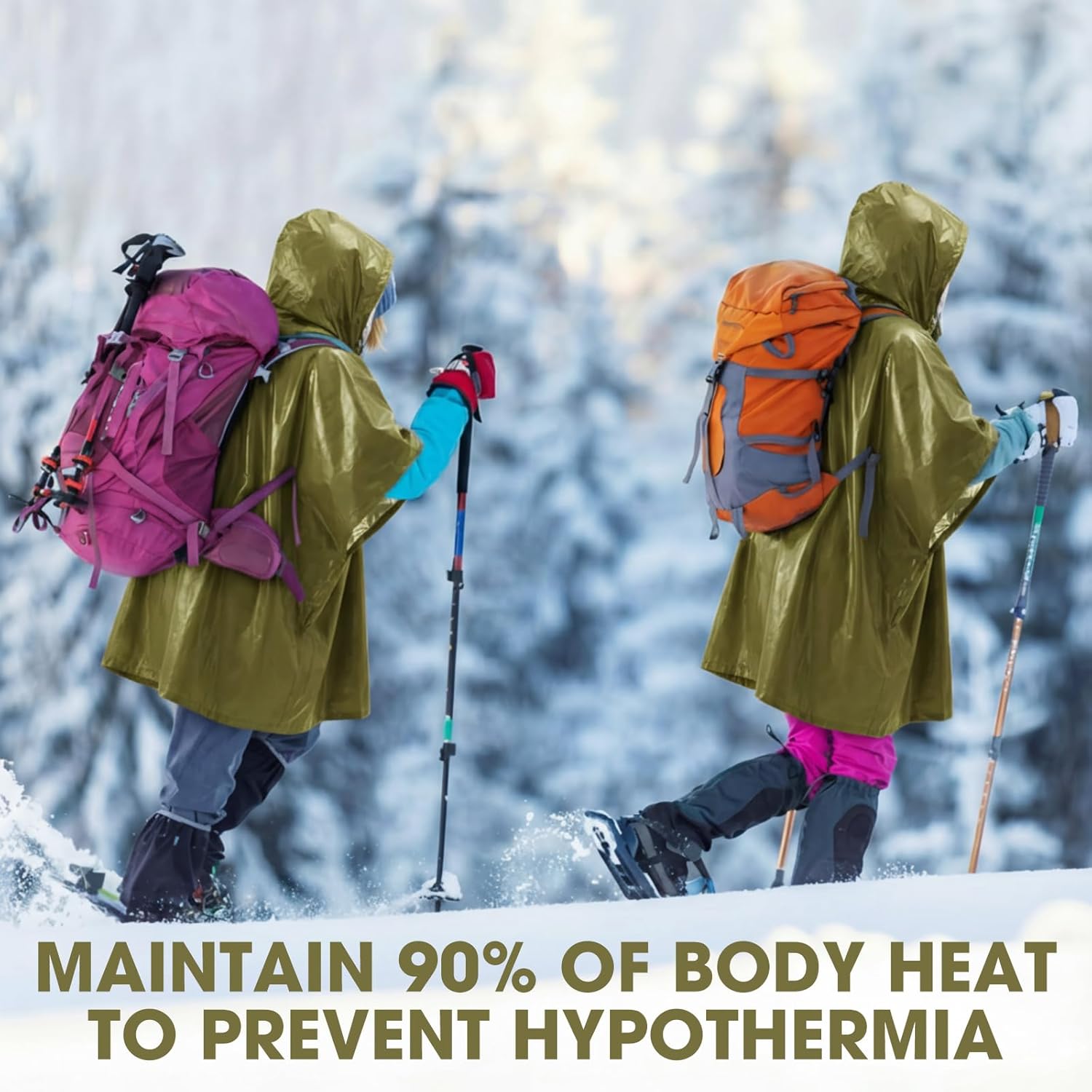 12 Pack Emergency Ponchos: Waterproof/Windproof/Thermal Survival Blanket Rain Ponchos