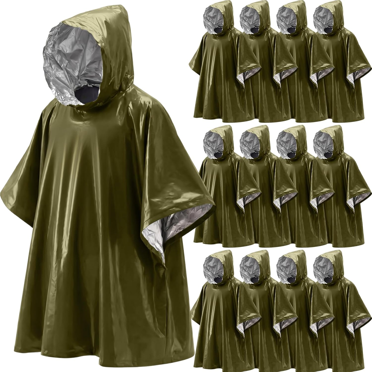 12 Pack Emergency Ponchos: Waterproof/Windproof/Thermal Survival Blanket Rain Ponchos