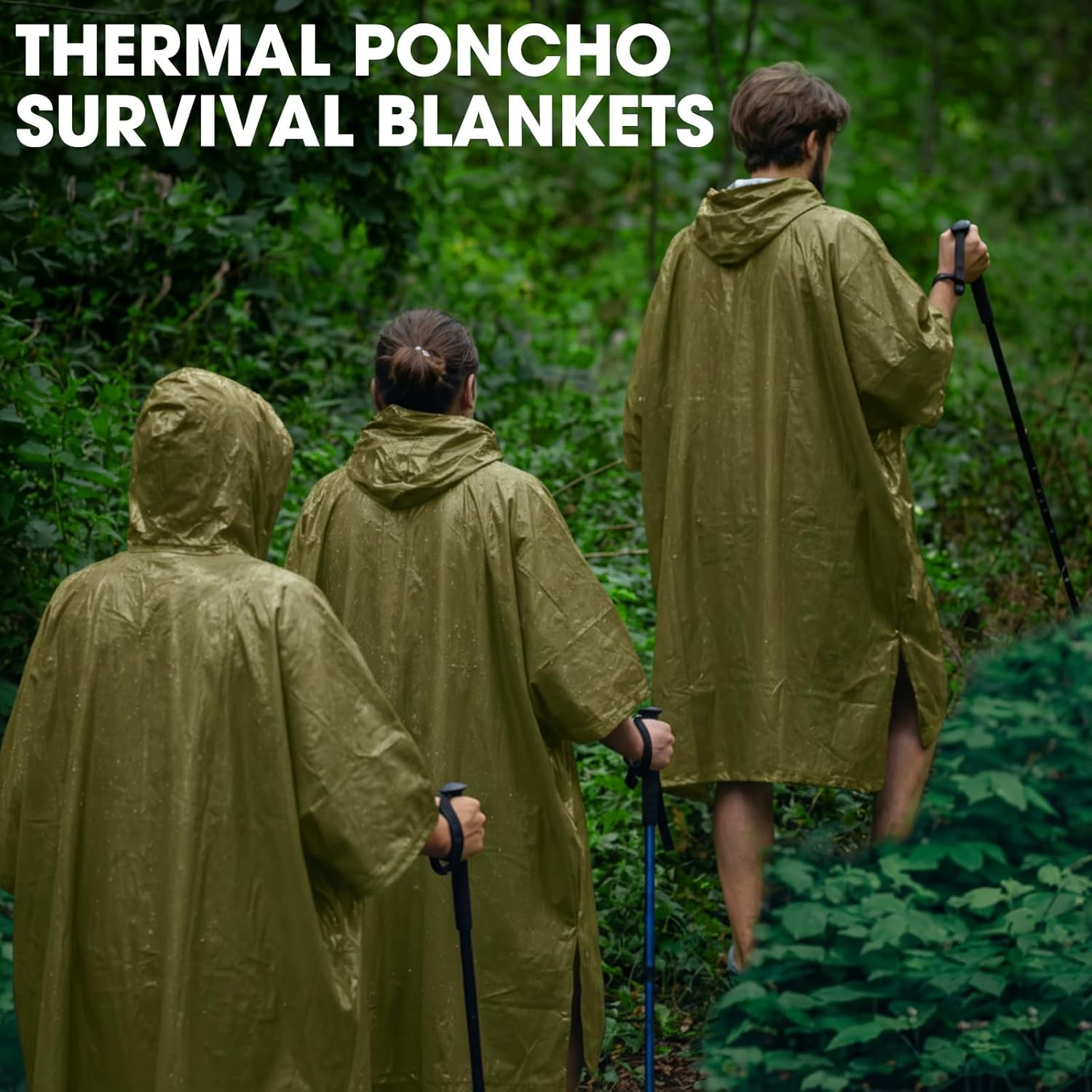 12 Pack Emergency Ponchos: Waterproof/Windproof/Thermal Survival Blanket Rain Ponchos