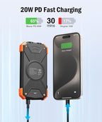 Waterproof/Shockproof/Dustproof Solar Power Bank 10,000mAh, Portable Wireless Charger