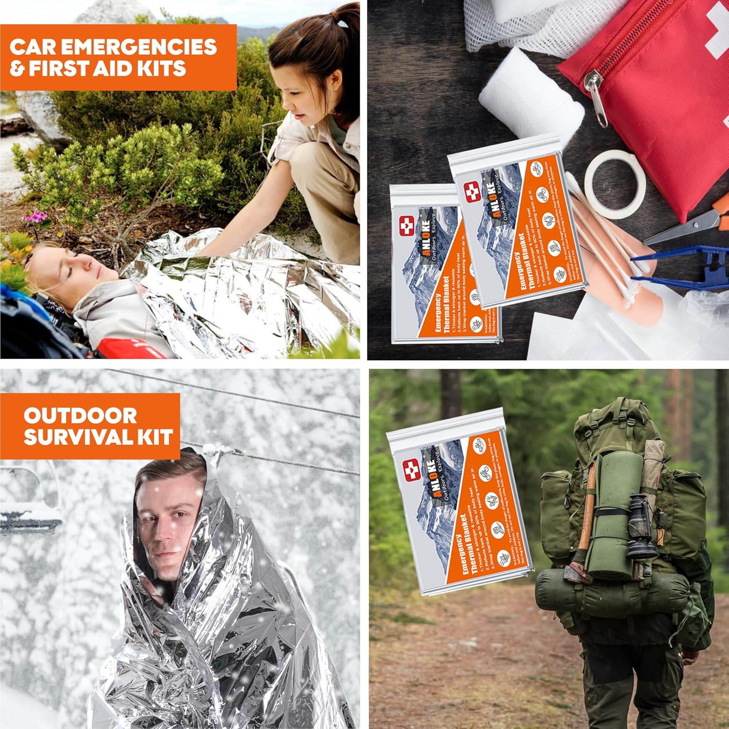 Emergency Blankets Mylar Thermal Blanket (10 Pack)